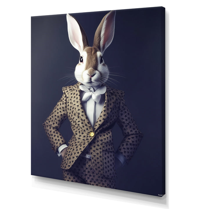 White Rabbit In Fancy Suit - Rabbit Living Room Wall Art