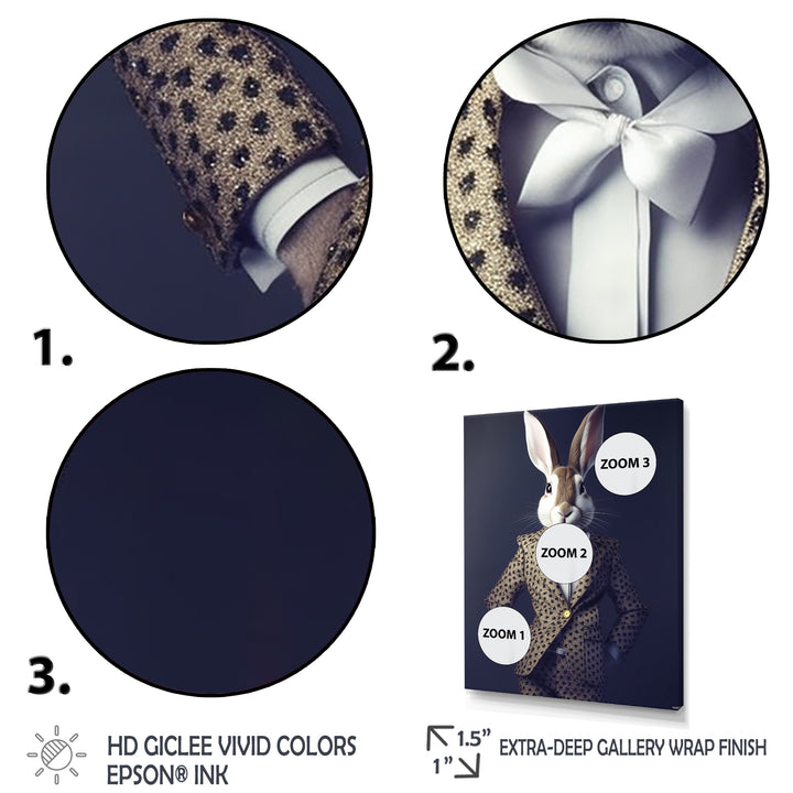 White Rabbit In Fancy Suit - Rabbit Living Room Wall Art