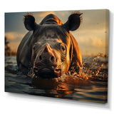 Wild Rhino In The Water Wildlife Photography - Rhino Bedroom Wall Art