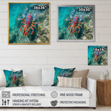 Purple Majestic Lobster Turquoise Tropical Water - Marine Animals Wall Art Prints