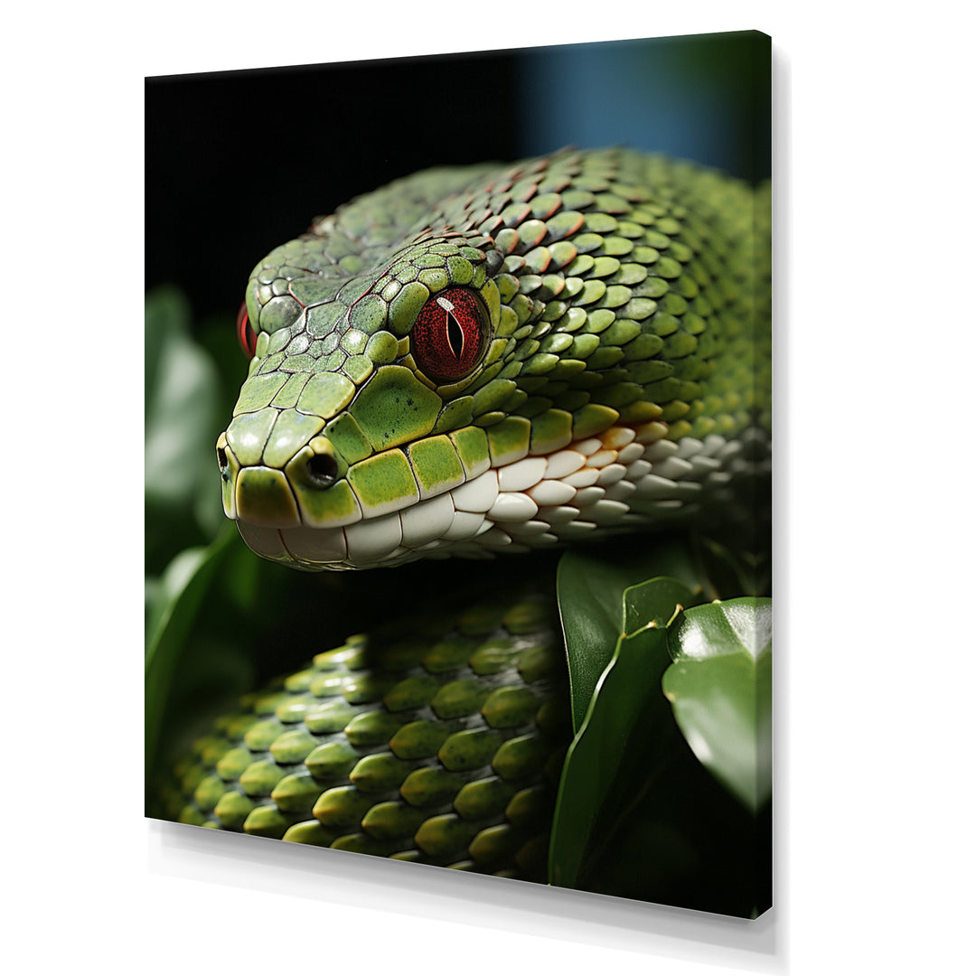 Portrait Of Green Snake Wildlife Photography - Snake Living Room Wall Art
