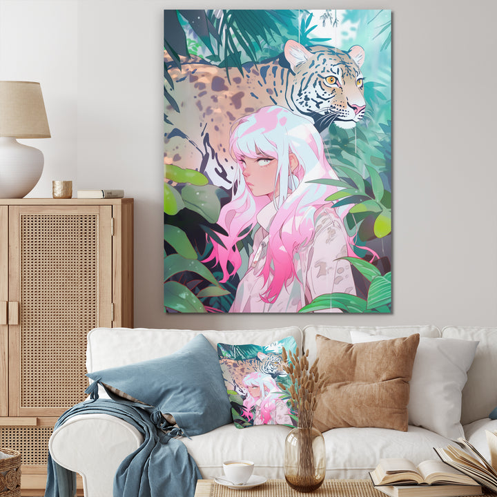 Wild Tiger With Young Girl In The Jungle - Tiger Wall Decor