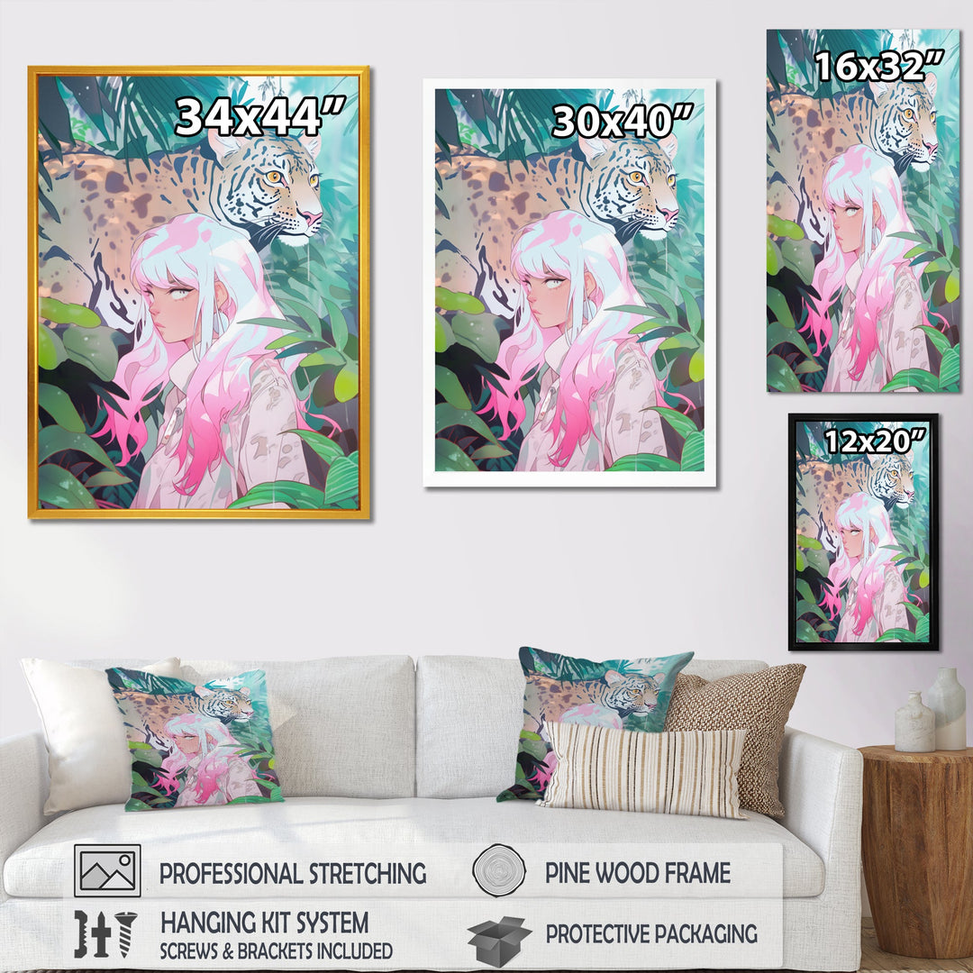 Wild Tiger With Young Girl In The Jungle - Tiger Wall Decor