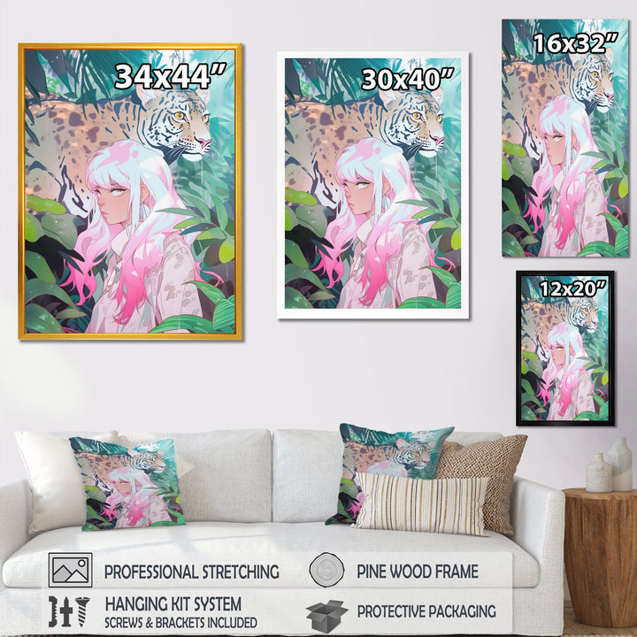 Wild Tiger With Young Girl In The Jungle - Tiger Wall Decor