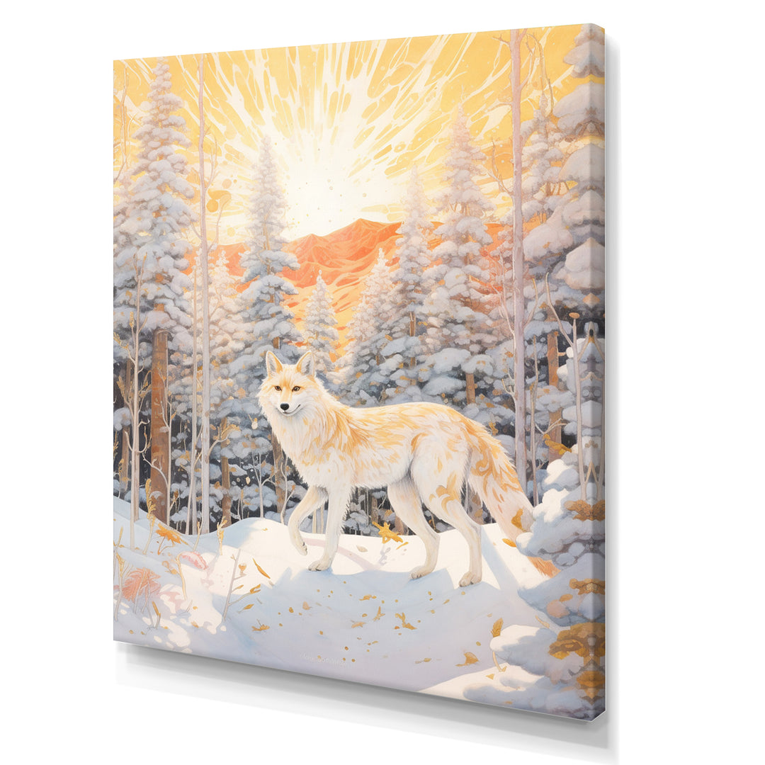 White Wild Wolf In Winter Forest - White Wolf Wall Art