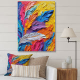 Rough Texture Colorful Feathers Painting - Feathers Large Canvas Wall Art