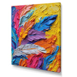 Rough Texture Colorful Feathers Painting - Feathers Large Canvas Wall Art