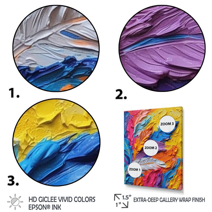 Rough Texture Colorful Feathers Painting - Feathers Large Canvas Wall Art