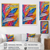 Rough Texture Colorful Feathers Painting - Feathers Large Canvas Wall Art
