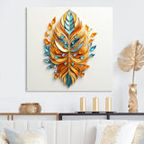 Boho Glam Amber Gold And Turquoise Theater - Feathers Canvas Wall Art