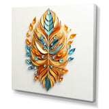 Boho Glam Amber Gold And Turquoise Theater - Feathers Canvas Wall Art