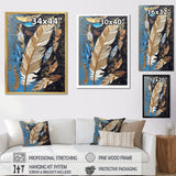 Boho Glam Exquisite Gold On Blue Feather Painting - Feathers Wall Art Prints