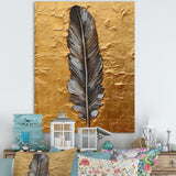 Boho Glam Exquisite Gold Feather Painting - Black Feathers Wall Art