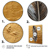 Boho Glam Exquisite Gold Feather Painting - Black Feathers Wall Art