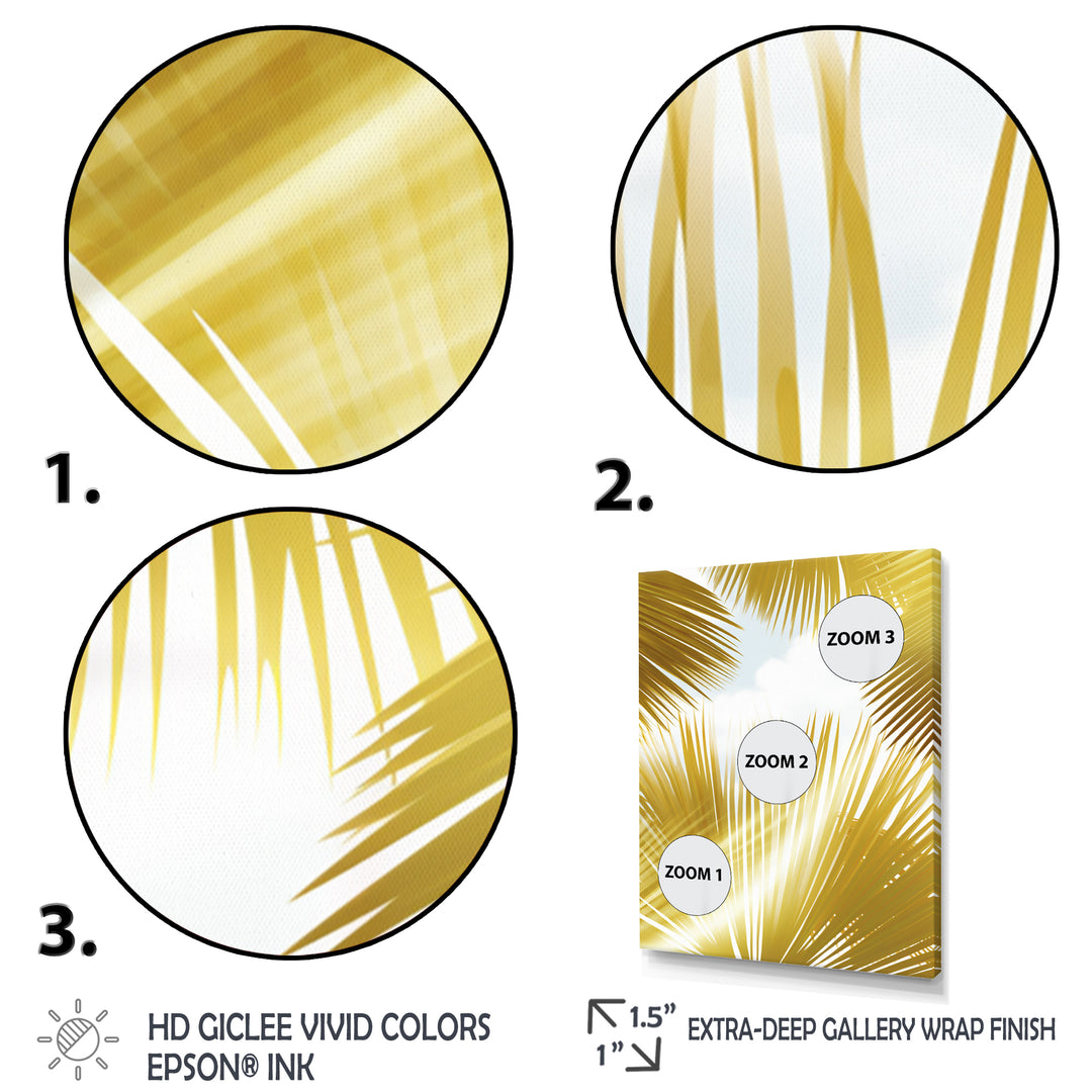 Tropical Golden Palm Leaves - Feathers Home Decor Art