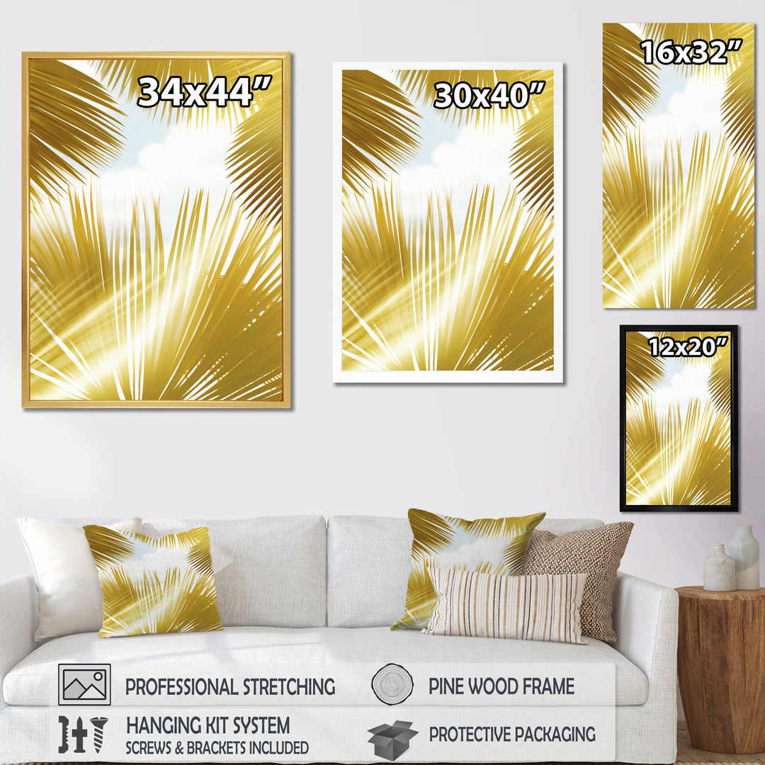Tropical Golden Palm Leaves - Feathers Home Decor Art