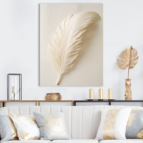 Delicate White Boho Feather - Feathers Wall Decor