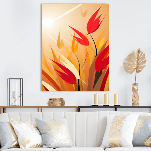 Retro Autumn Leaves In The Meadows - Feathers Wall Art Prints