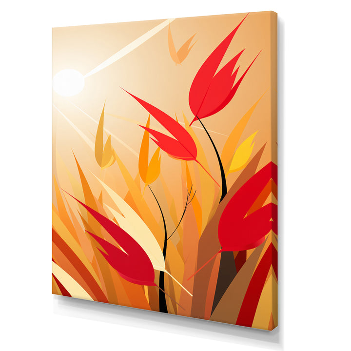 Retro Autumn Leaves In The Meadows - Feathers Wall Art Prints