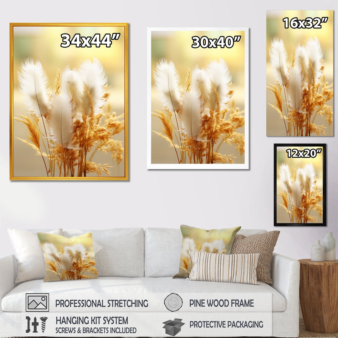 Delicate Spring Blossoming In The Meadows - White Feathers Wall Art