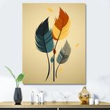 Retro Blue And Amber Orange Boho Feathers - Blue Feathers Wall Art