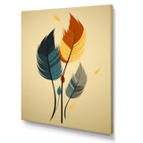 Retro Blue And Amber Orange Boho Feathers - Blue Feathers Wall Art