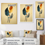Retro Blue And Amber Orange Boho Feathers - Blue Feathers Wall Art