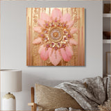Boho Glam Pink And Gold Dreamcatcher - Feathers Framed Canvas Art