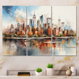 Dreamy New York Scenery Retro Watercolor - Multi-Panels