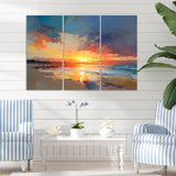 Sunset Tranquility Vibrant Beach Sky Marriage - 3-Piece Canvas Wall Art