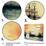 Sailboat At Sunset Vintage Illustration - Boat Canvas Wall Art