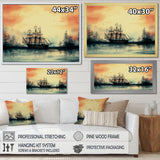Sailboat At Sunset Vintage Illustration - Boat Canvas Wall Art