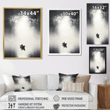 Solitary Fisher Boat Misty Lake Black White - Boat Canvas Wall Art