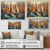 Abstract Sailboats At Sunset Cubist Minimalism - Boat Canvas Wall Art