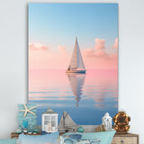 Solitary Sailboat Tranquility Pastel Sunset - Boat Canvas Wall Art