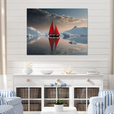Red Sailboat Arctic Tranquility - Boat Canvas Wall Art