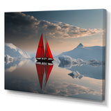 Red Sailboat Arctic Tranquility - Boat Canvas Wall Art