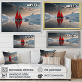 Red Sailboat Arctic Tranquility - Boat Canvas Wall Art