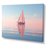 Pink Sailboat Pastel Sunset Reflection - Boat Canvas Wall Art