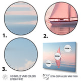 Pink Sailboat Pastel Sunset Reflection - Boat Canvas Wall Art