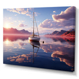 White Sailboat Pink Cloud Sunset Reflection - Boat Canvas Wall Art
