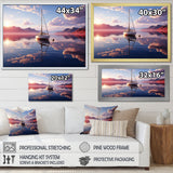 White Sailboat Pink Cloud Sunset Reflection - Boat Canvas Wall Art