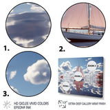 Pink Sailboat White Cloud Sunset Reflection - Boat Canvas Wall Art