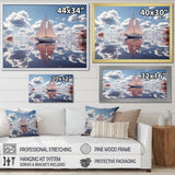 Pink Sailboat White Cloud Sunset Reflection - Boat Canvas Wall Art