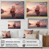 Pink Sailboat Pink Cloud Sunset Reflection - Boat Canvas Wall Art