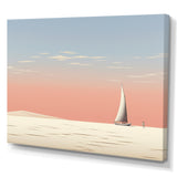White Sailboat Sailing Into Pink Sunset - Boat Canvas Wall Art