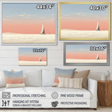 White Sailboat Sailing Into Pink Sunset - Boat Canvas Wall Art