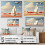 White Sailboat Floating Towards Pink Beach - Boat Canvas Wall Art