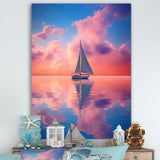 Sailboat Vibrant Pink And Sunset Reflection - Boat Canvas Wall Art