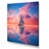 Sailboat Vibrant Pink And Sunset Reflection - Boat Canvas Wall Art
